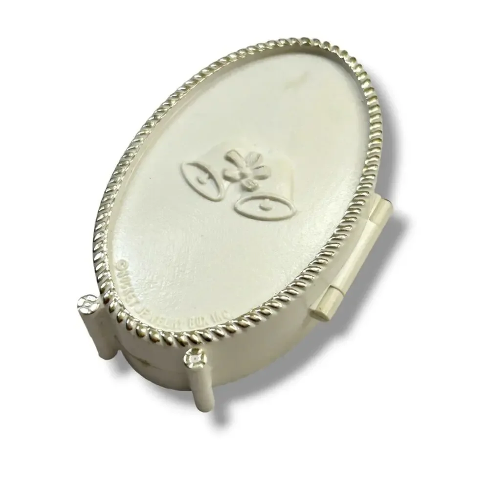 Vintage Rocket Jewelry Box Wedding Theme Rings White Celluloid Hinged